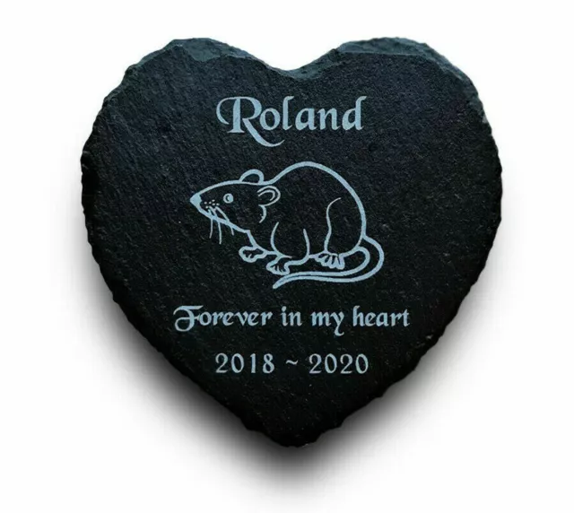 Personalised Engraved Slate Heart Pet Memorial Grave Marker Plaque for a Pet Rat