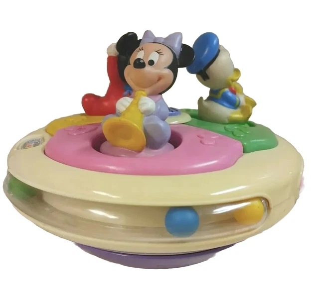 VINTAGE DISNEY BABIES Musical Roly Poly Light Up Toy Mickey Minnie