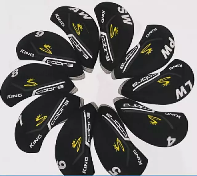 10PCS Golf Iron Headcovers for Cobra-KING Club Head Covers Caps 4-9-ASPL/W