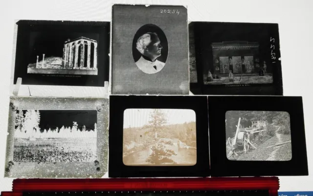 6 Antique Glass Plate Photo negatives, landscape, portrait, 4" x 3.25"