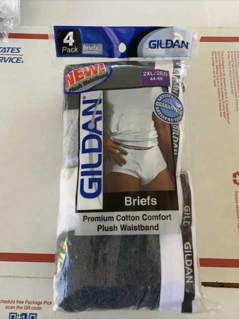 4 Pk. GILDAN Men’s Briefs Underwear Cotton Grey Black 2XL-44-46 NEW!
