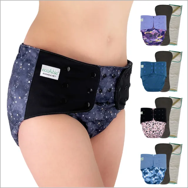 ECOABLE Cloth Diaper Cover 2.0 with Insert and Prefold for Special Needs Adults