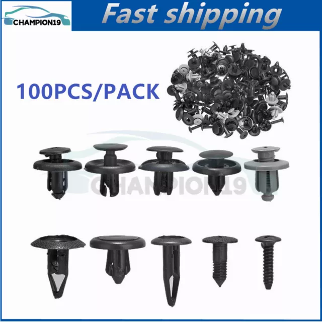 100pcs Trunk Screw Rivets Set Bumper Fender Fits For Auto Fastener Clips Plastic