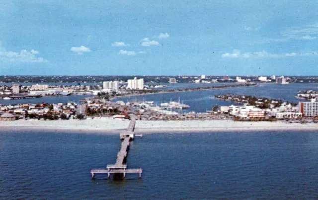 Clearwater Beach FL. Aerial View Beautiful White Sands Chrome Vintage Postcard