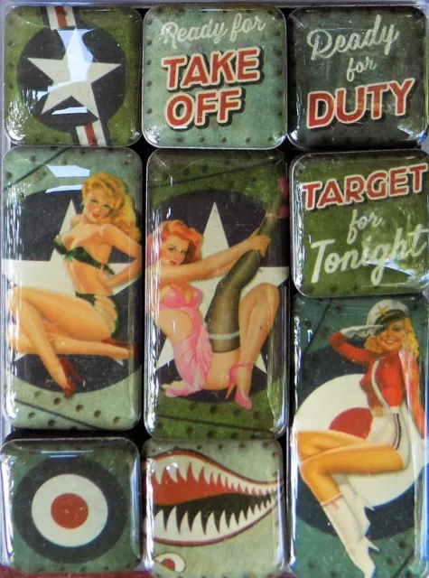 MAGNET SET boite de 9 mini magnets aimants vintage PIN UP