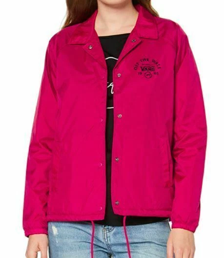 VANS THANKS COACH Jacket Black White Windbreaker Check Women s XS