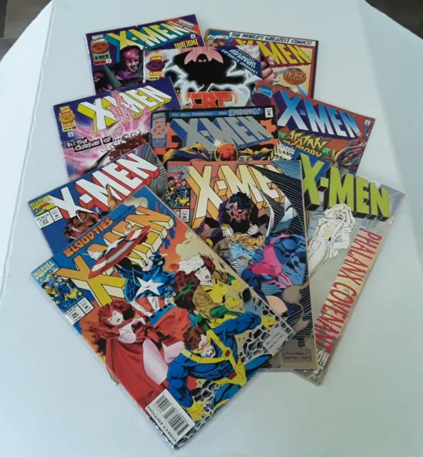 Marvel Comics 1990's XMEN ten books Onslaught! Phalanx Covenant. Shiny cover.