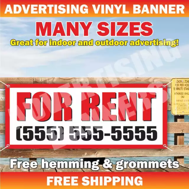 FOR RENT Advertising Banner Vinyl Mesh Sign Lease Room Office Space Realtor Sell