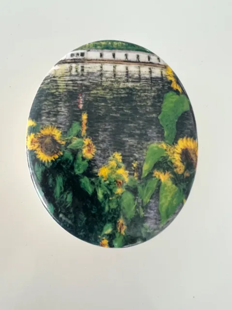 Gustave Caillebotte Sunflowers on the Seine Ceramic Jewelry Trinket Box Gift