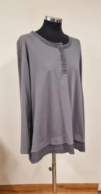 Elemente Clemente grey top size 3 16/18 pure cotton & linen smock long sleeve
