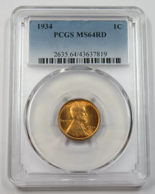 1934-P PCGS MS 64 MINT STATE RD Lincoln Wheat Cent | 1c Penny Coin US #32082A