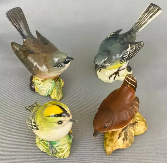 4 x Vintage Beswick Porcelain Bird figurines~Wren~White Throat~Wagtail~Goldcrest