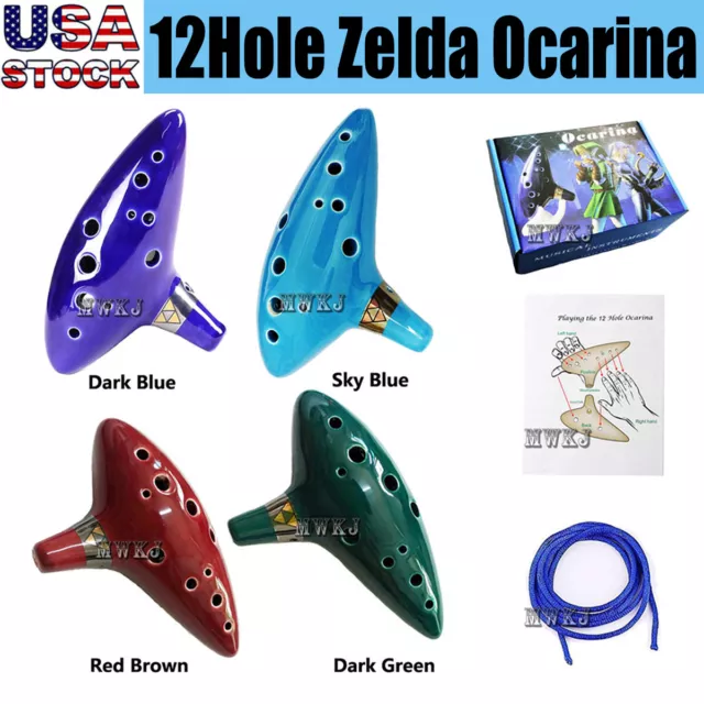 12 Hole Legend of Zelda Ocarina of Time Alto C Flute Ceramic Instrument&Gift Box