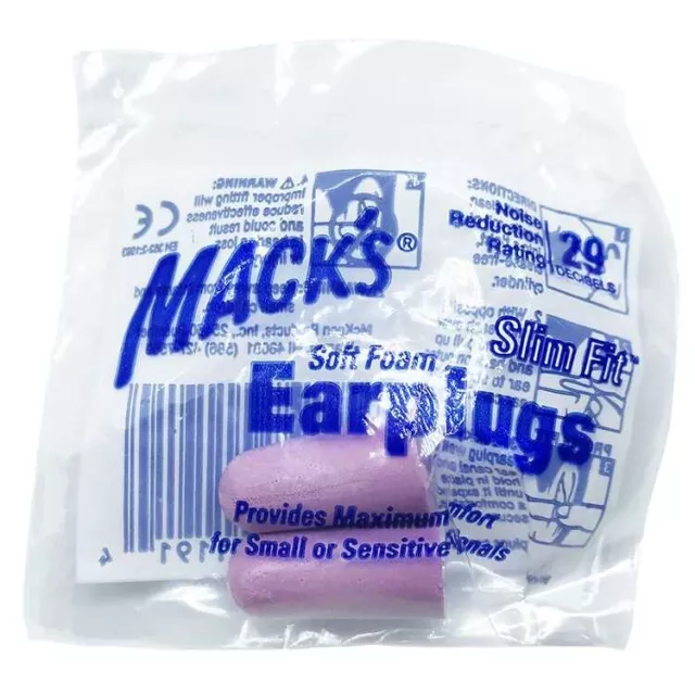 Macks (Mack's) Slim Fit Soft Foam Earplugs x 20 Pair