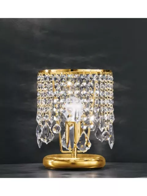 LAMPADA DA COMODINO Abat Jour In Cristallo Design Moderno Oro Leo