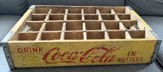 Vintage Coca-Cola (Coke) Wood Crate Yellow 1967 Chattanooga