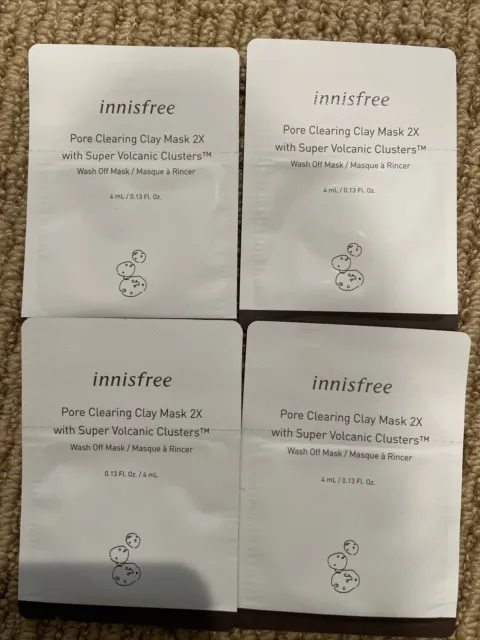 4x Innisfree Pore Clearing Clay Mask Samples 4ml/.13oz Each
