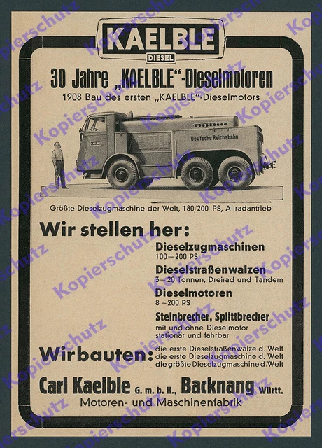 OR. REKLAME KAELBLE Zugmaschine Z6R3A Reichsbahn Lkw Straßenroller