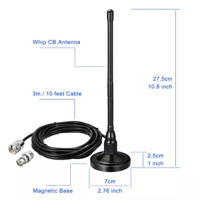 CB-Antenne 27 MHz Magnetfuß CB-Funkantenne Wasserdichte PL-259-Steckerantenne 2