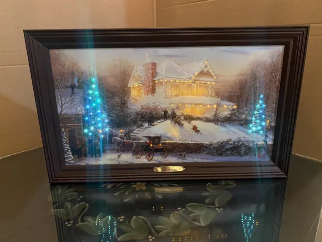 Thomas Kinkade Victorian Christmas II On Illuminated  Canvas 12 X 20 “ Framed