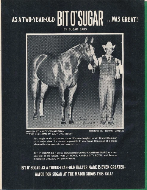 Magazine Ad - 1970 - Nancy Cunningham - BIT O'SUGAR - Grand Champion Horse