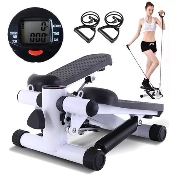 Mini Steppers Exercise Machine Stair Equipment w/Resistance Bands & LCD Monitor