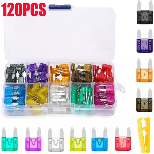 120Pack Mini Car Fuses 2-35A Micro Bike Van Auto Fuse Blade Set with Puller