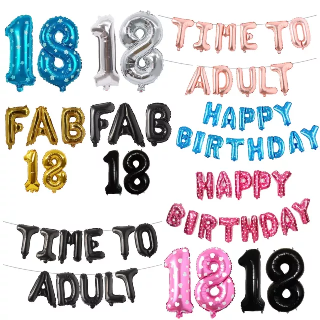 16" Giant 18th Birthday Party Number  Foil Balloon Air Decoration Age 18 baloons