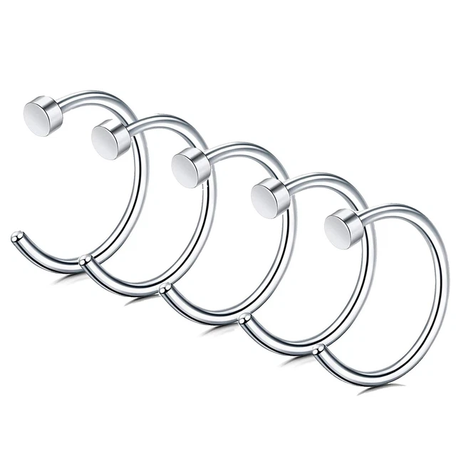 18G-22G 5PCS Stainless Body Jewelry Piercing Nose Ring Hoop For Women