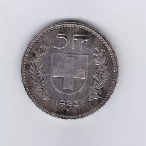 1923B Switzerland Silver 5 Francs Coin In Near Extremely Fine Condition.