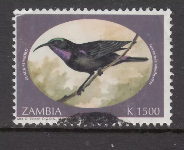 Zambia - 1500k Amethyst Sunbird (Used) 1994 (CV $5)