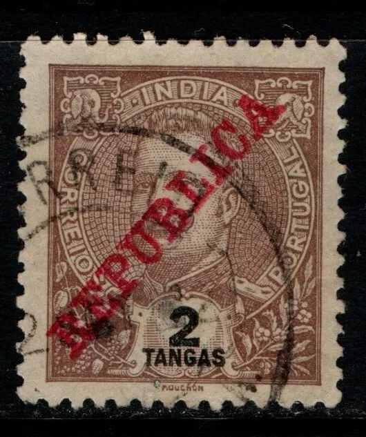 Portugal Portuguese India 1911 King Carlos Republica 2 tangas SG347 Used