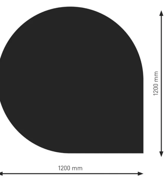 Tropfenform Funkenschutzplatte Stahl schwarz  Bodenplatte Kamin Ofen 2mm Top Neu