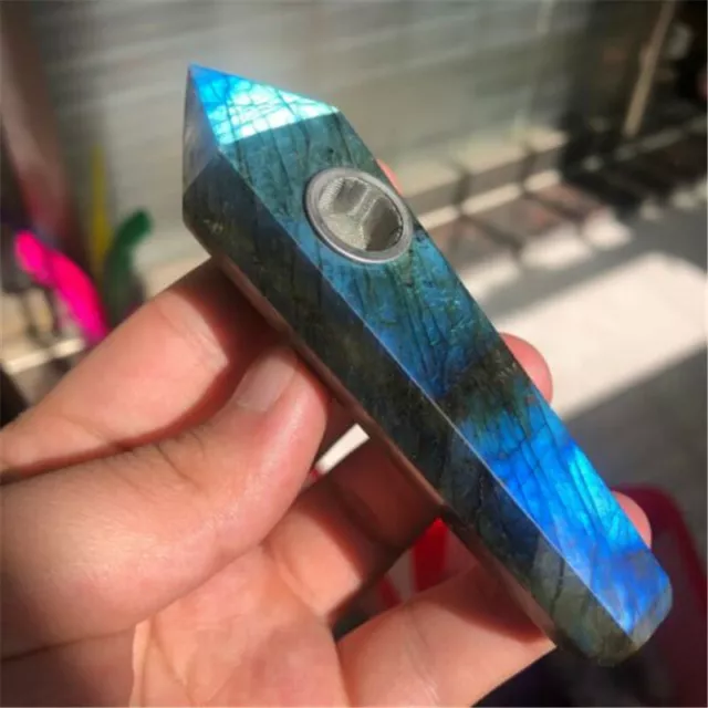 Natural Quartz Obelisk Smoking Pipe Energy Healing Crystal Point Wand Gemstone