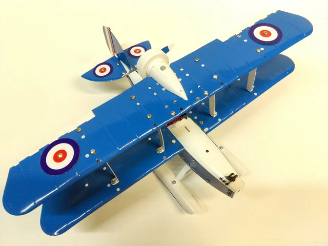 Meccano Airplane Constructor - Hydravion Biplan 26,5cm - Modèle Restauré - Tôle