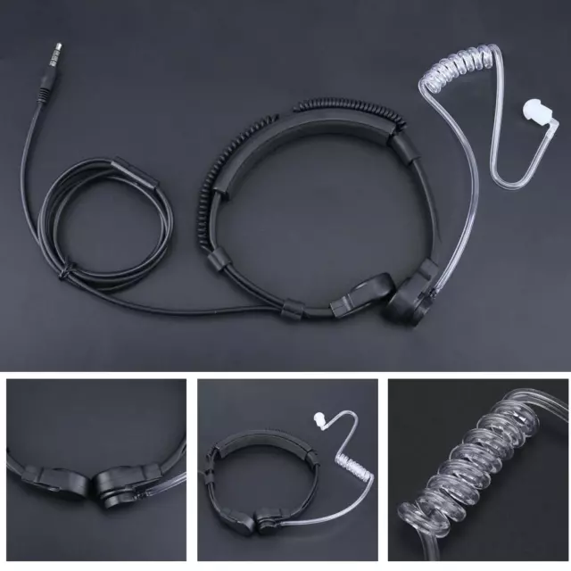 3.5mm Tactical Throat Microphone Covert Acoustic Tube Earpiece for iPhone