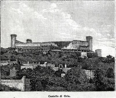 Enna Stampa antica del 1892 Castello di Castrogiovanni Passepartout 