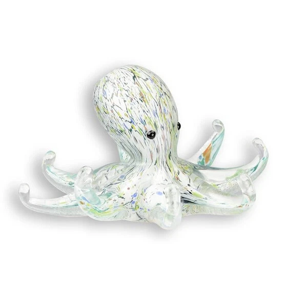 9934319 Vetro Figura Colorato Muran.stil Polpo Calamari Riepilogo 17x16x10cm