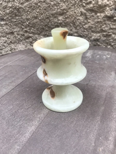 Petit Mortier Et Pilon En Onyx Marron – Hauteur 3,5 Cm, Diamètre 3,5 Cm (occasion)