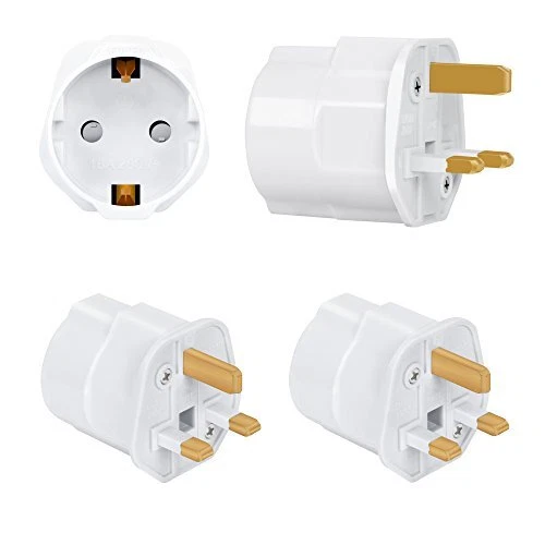 2X adaptateurs de Voyage UK, GB, Angleterre Schuko, 2 vroches Europe ...