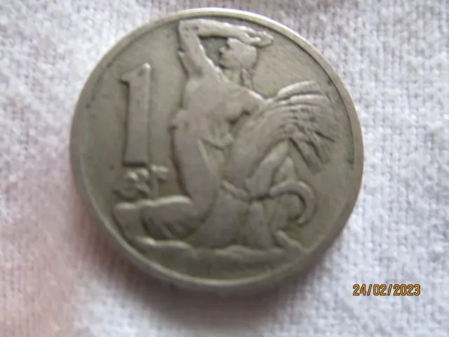 1 Münze  1 Krone Republika Ceskoslovenska 1922 Rand gerändelt
