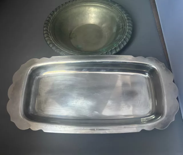 Vintage International Silver Company Handcrafted Tray & Rope Rim Bowl Lot