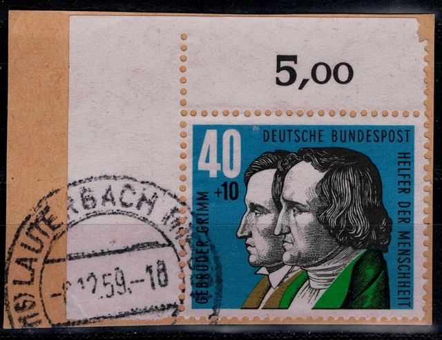 BRD Bund: Mi. - Nr. 325 Ecke oben links gestempelt auf Briefstück