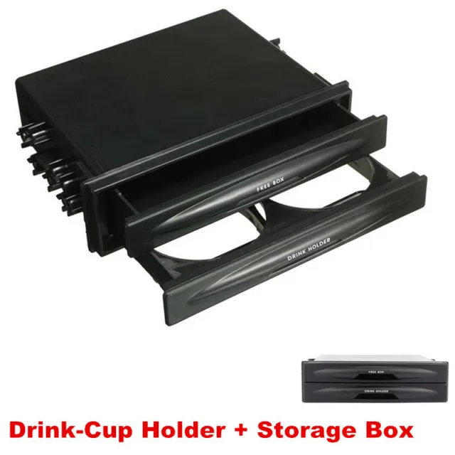 Double 2Din Dash Radio Installation Pocket Cup Holder Storage Box For Car SUV