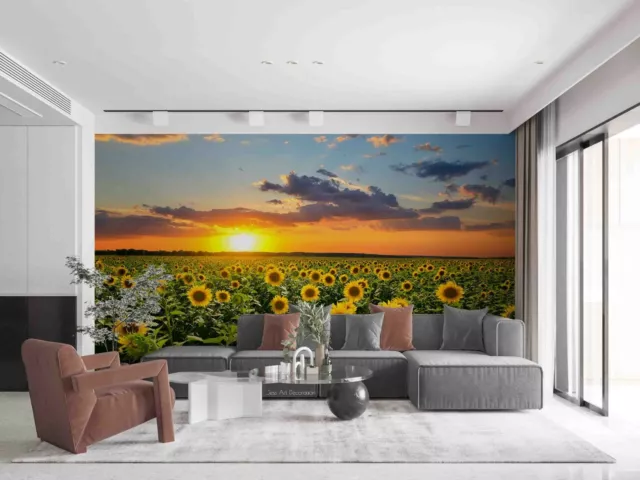 3D Sunflower Field Sunrise Wallpaper Wall Mural Removable Self-adhesive 994