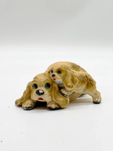 Vintage Dog Doggy And Pup Spaniel Ornament Figurine