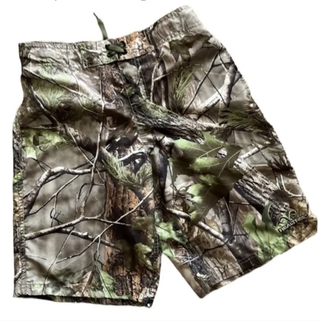 Realtree Camo Quick Dry Boys Size 10-12 Board Shorts Lightweight