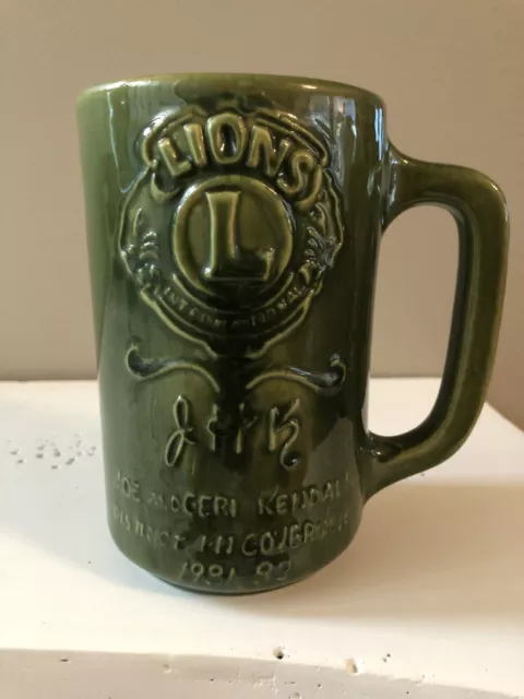 Vintage LIONS CLUB INTERNATIONAL Haegar USA Green Mug Cup Stein 1981 RARE! MINT!