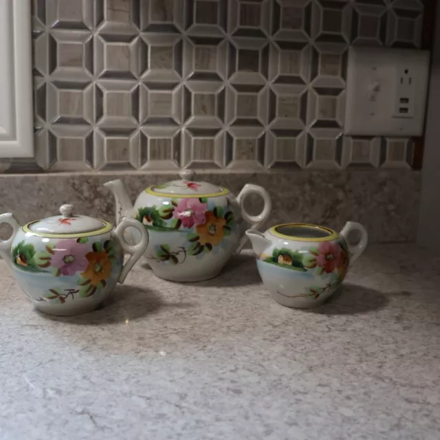 Vintage Set Tea Pot/Creamer/Sugar Bowl made In Japan
