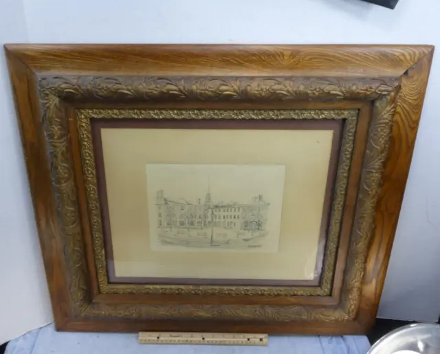 Beautiful Antique Victorian Oak Ornate Gesso Frame Print Christopher Gurshin !